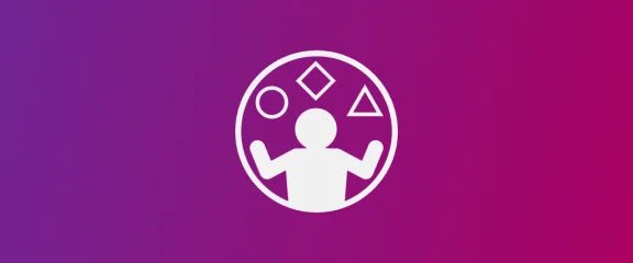 Ícone roxo e branco com uma pessoa, representando repensar os recursos de recuperação para construir novas habilidades.